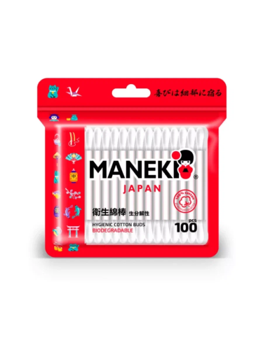 MANEKI палочки ватные с бумажным стиком п/э 100шт CB911H